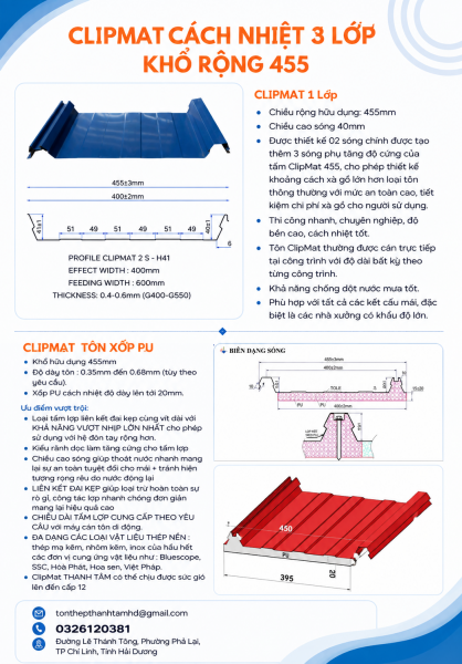 tôn cliplok 3 lớp xốp PU