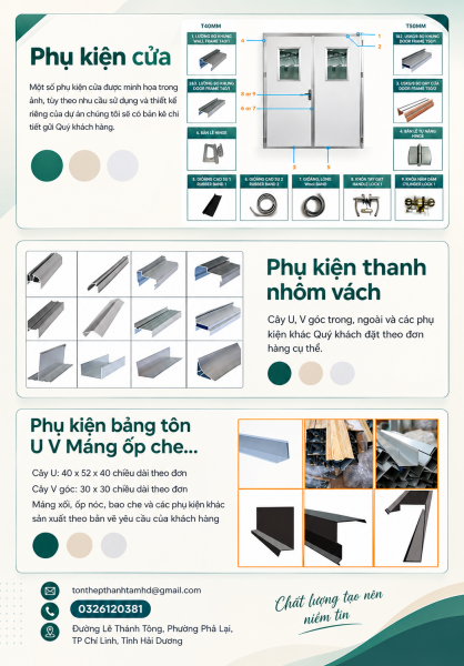 Phụ kiện đồng bộ cửa panel mái tôn